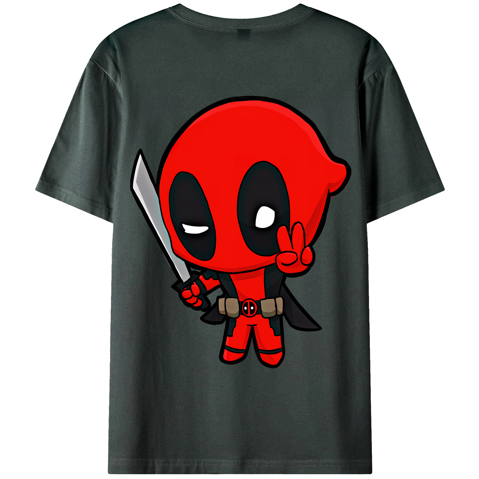 （画像用） Deadpool デッドプール 綿100％ メンズ半袖Tシャツ（バックプリント） 通気性